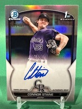 2023 Bowman Chrome 1st REFRACTOR RC ROOKIE AUTO Connor Staine /499 Rockies SP