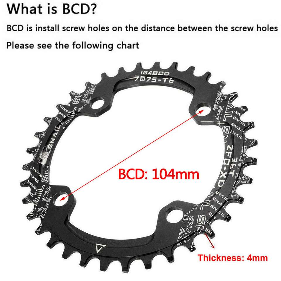 SNAIL 32T 104BCD Narrow Wide Chainring - CNC Aluminum Alloy For MTB/Road Bike (8-12 Speed) - View #4