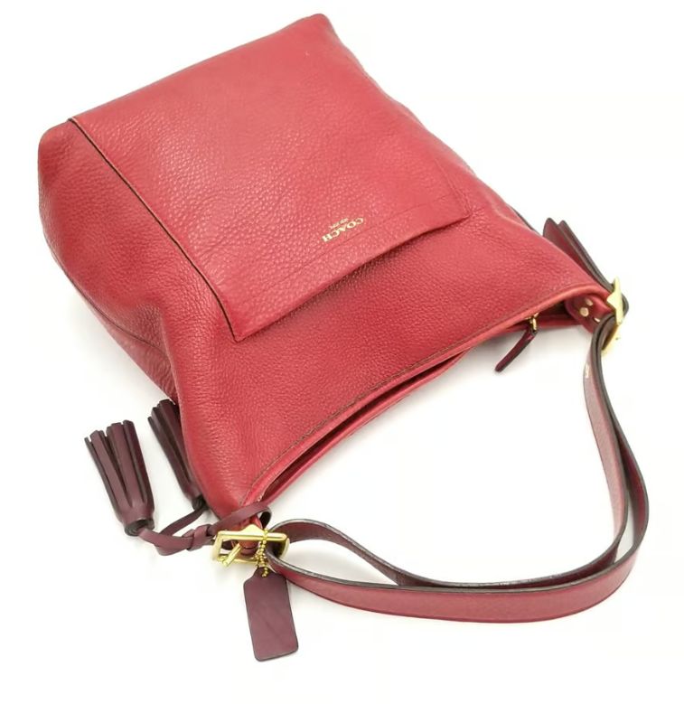 Coach Dark Red Hobo Shoulder Bag With Tassel Detail | eBay