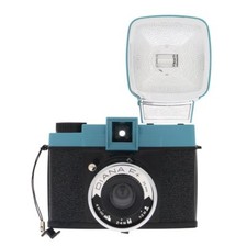 Lomo Diana F  Black and Blue Medium Format Camera Kit Inc Flash