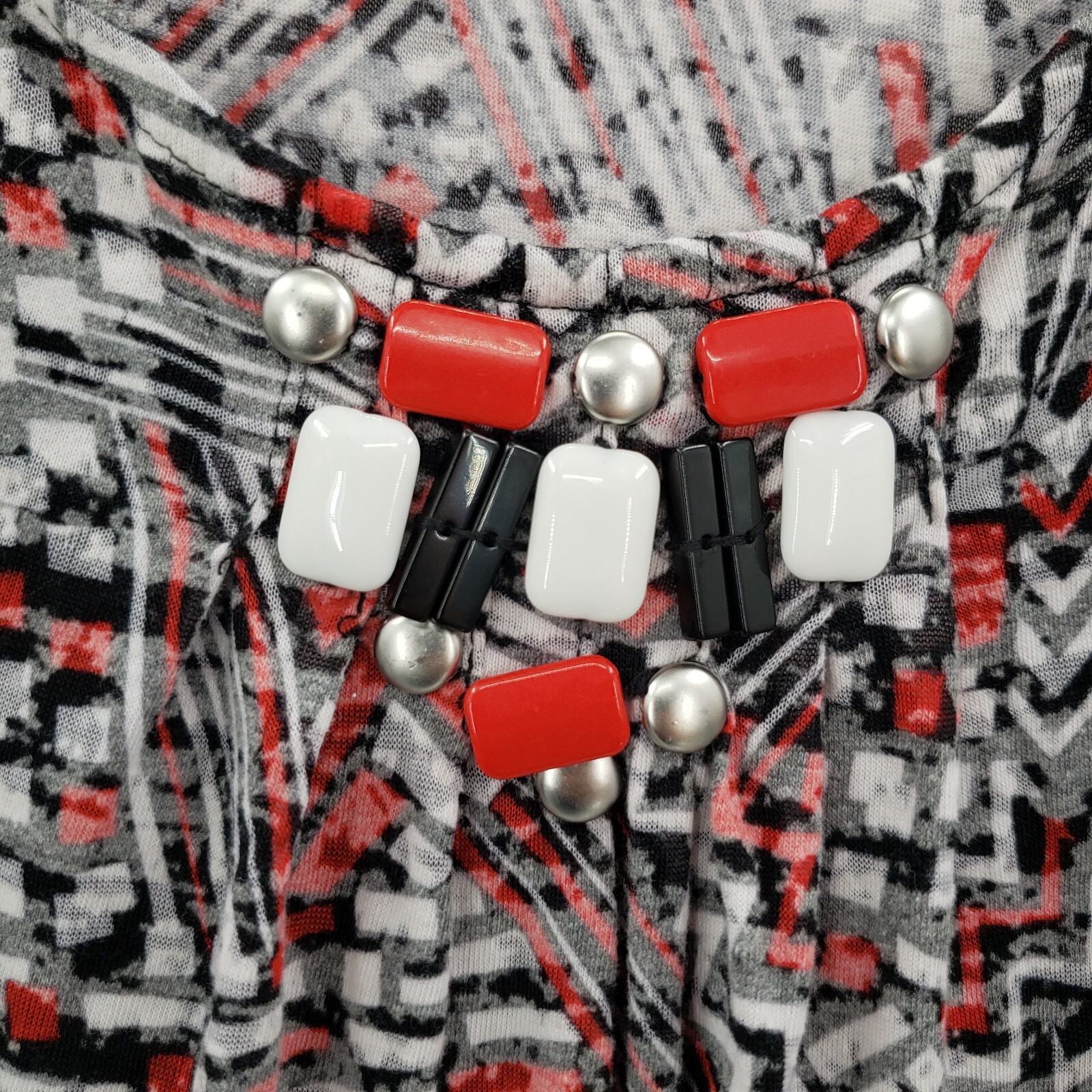 Ruby Rd. Large Geometric Print Knit Top Womens Be… - image 3