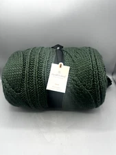 Hearth & Hand Magnolia Faux Mohair Fringe Woven Throw Blanket Green NEW