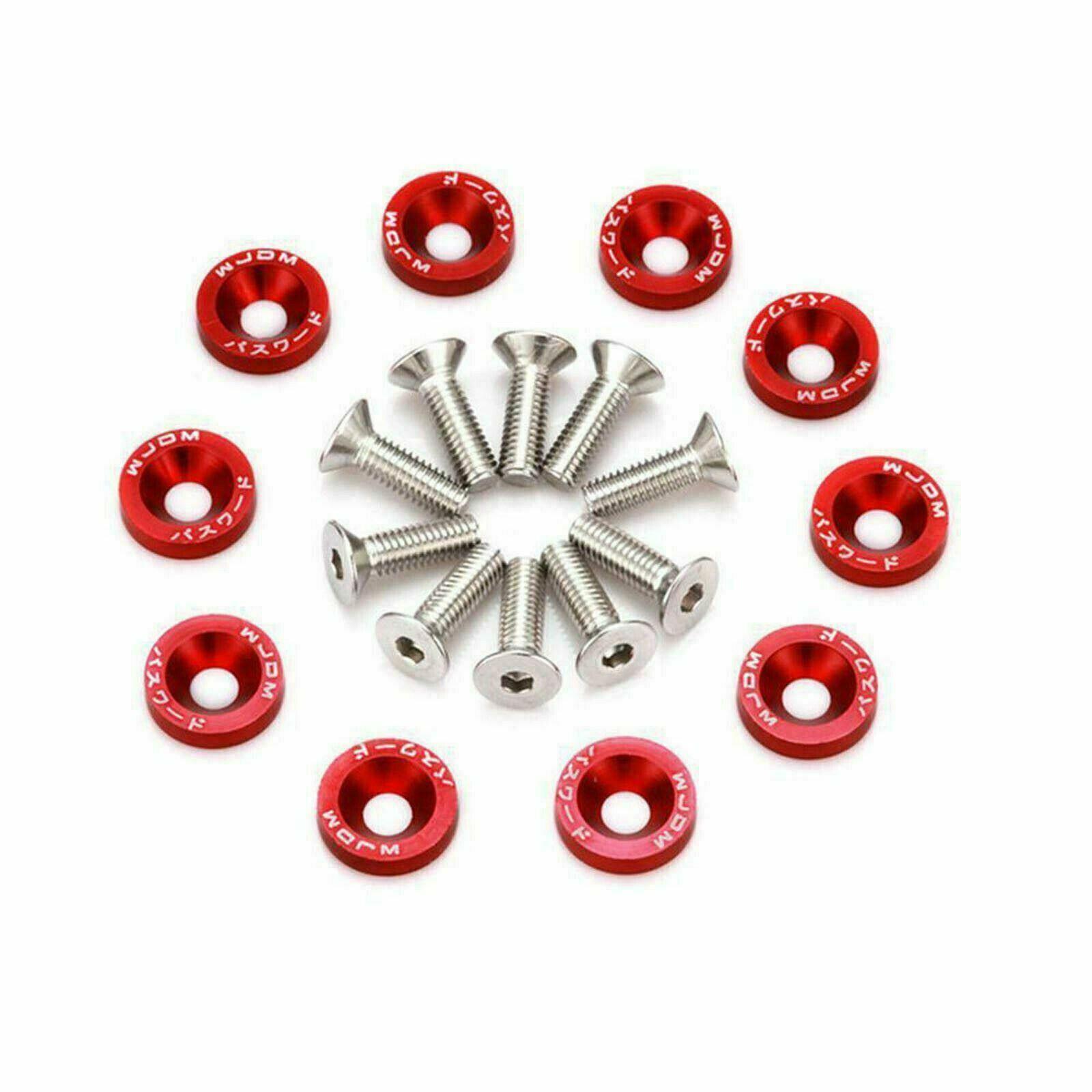 20Pcs M6 Red CNC Billet Aluminum Engine Bolt Washers Dress Up Kit for Cars