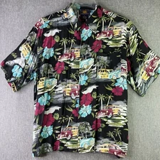 Route 66 Mens L Hawaiian Shirt Beach Cars Short Sleeve Button Rayon SS6
