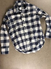 Gap Kids Boys Small 6-7 Flannel Button Up Shirts Buffalo Check Plaid Blue Gray