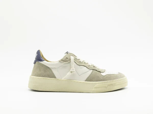 4B12 - SCARPA UOMO IN PELLE BIANCA E CAMOSCIO GRIGIO HYPER-U950