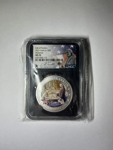 2021 Cook Islands Silver $2 Life of Franklin: Diplomat NGC MS70
