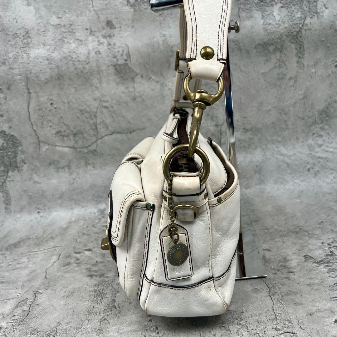 COACH Legacy Turnlock Shoulder Bag Leather White 65th Women
