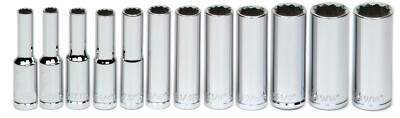 1/4'' Drive 4-14mm Deep 12pt Set 12pcs Supertorque Sockets Clip Rail Williams