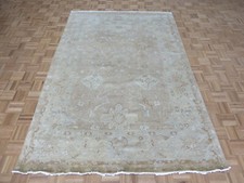 6'1 x 9'2 Hand Knotted Tan Fine Turkish Oushak Oriental Rug G12024