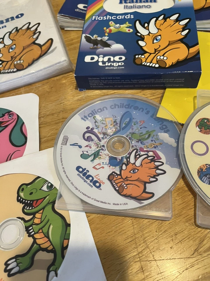 Dino Lingo DVD Program Italian Language Learning 6 Discs Flashcards Songs Books - Image 4 of 4