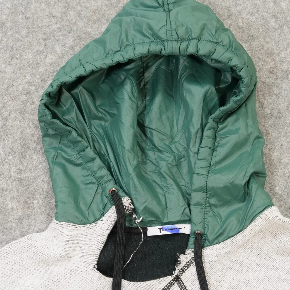 Suéter T By Alexander Wang Mujer Gris Medio Verde Crop Pullover Sudadera con Capucha Tejido Foto 3 de 4