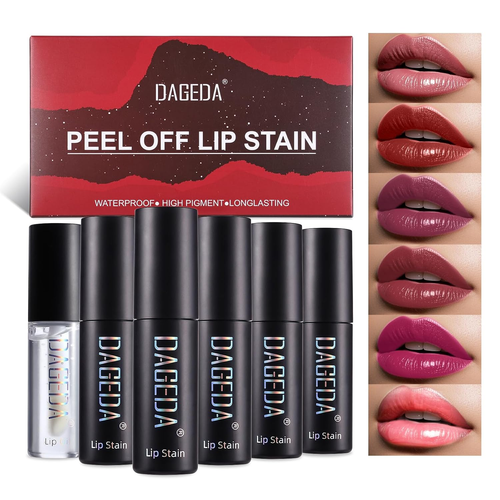 DAGEDA 5 Colors Peel off Lip Stain Set,Tattoo Lip Stain Tint with Moisturizing L - Picture 9 of 12