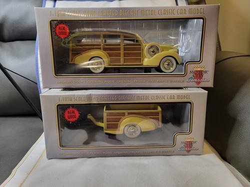 1:18 Motor City Classics Hand Crafted "1939 Chevy Woody Wagon" And Trailer*Read