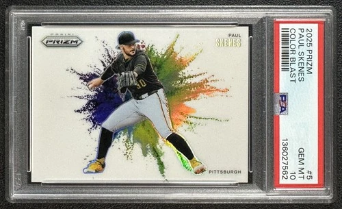 PAUL SKENES PSA 10 2025 PANINI PRIZM BASEBALL #5 COLOR BLAST PIRATES SSP 562