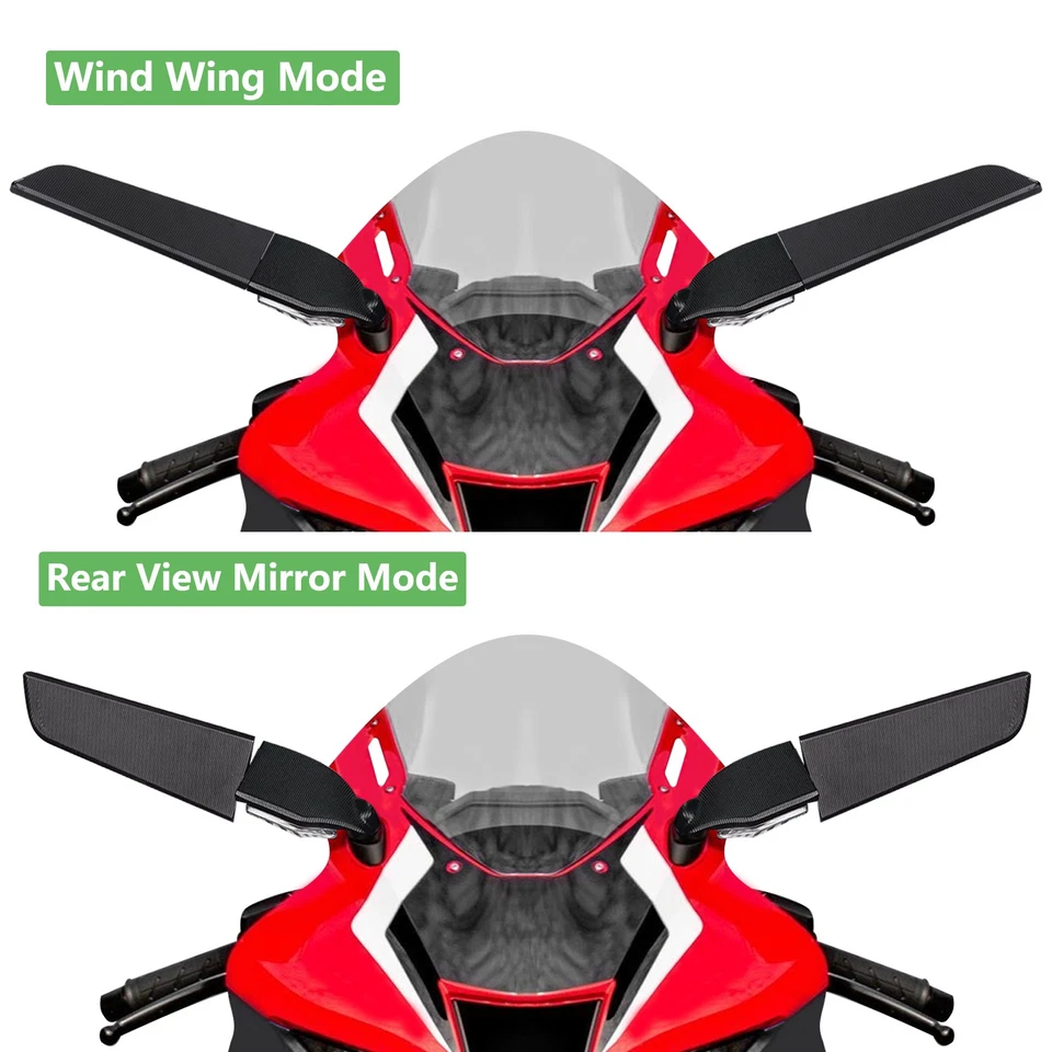 Wind Wing Rearview Mirrors For Yamaha YZF R1 R3 R6 Kawasaki Ninja ZX6R ZX10R - Изображение 3 из 4