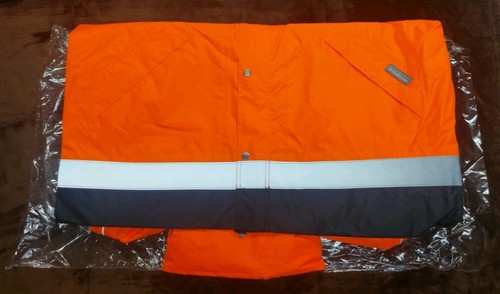 ML Kishigo 2X-3X High-Vis Rain Jacket Hooded Reflective Safety Coat Orange F-S - Picture 7 of 11