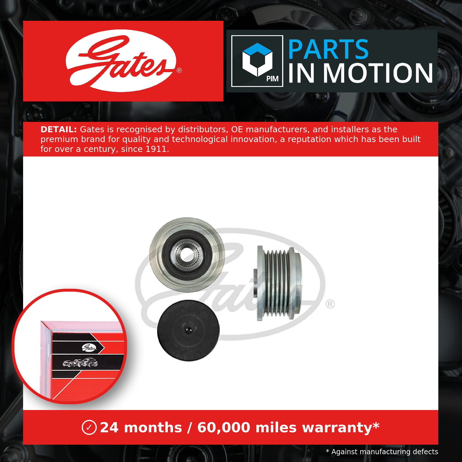 Overrunning Alternator Pulley fits PEUGEOT 508 Mk1, Mk2 1.6 2010 on Clutch Gates