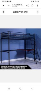 X rocker high sleeper single bed frame and desk
