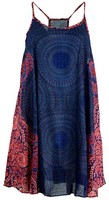 Boho Mandala Minikleid, TräGerkleid, Strandkleid, Tank Top - Dunkelblau/Fuchsi