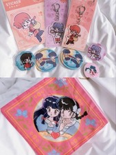 Ranma 1/2 9 Piece Goods Set Acrylic Keychains Badges Stickers Phone Grip Pouch