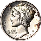 1917-S Mercury Dime - Cleaned