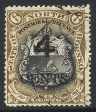 North Borneo 1899 4c on 6c used SG113 Cat &pound;24