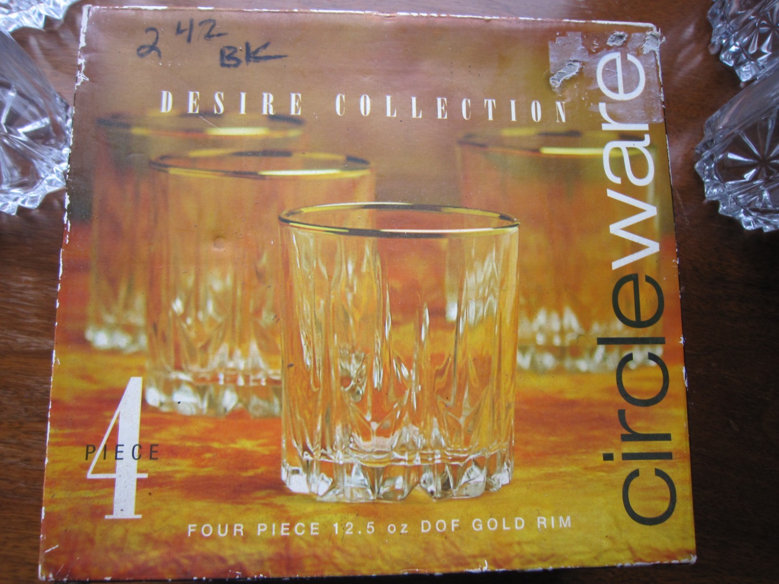 Vintage Double Old Fashion Glasses Gold Rimmed Whiskey Circleware Set Of 4