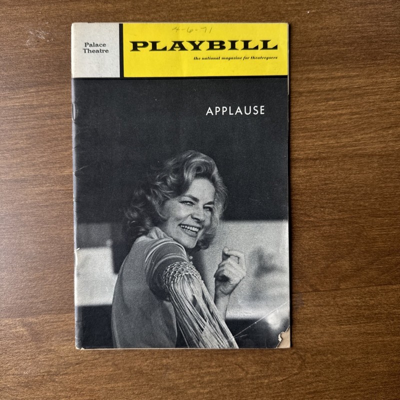 VINTAGE PLAYBILL APPLAUSE STARRING LAUREN BACALL PALACE THEATRE 4/6/71