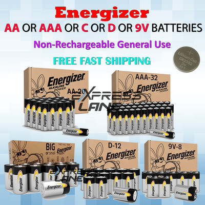 Energizer Alkaline Power AA or AAA or D / C / 9V Batteries Pack Bulk lot Battery
