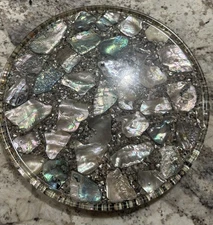 Vintage Made by Design Gifts USA Abalone Shell Resin Tray Mother of Pearl 1970’s