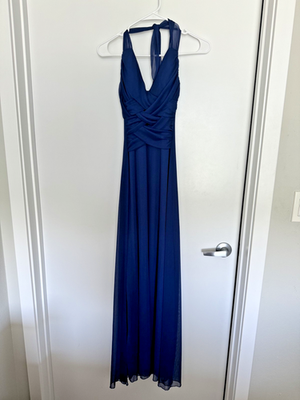 dreaming of blue dress Amber Halter Neck Wrap Midi Dress - Royal Blue