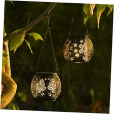  Solar Lanterns Outdoor Waterproof: Upgraded IP65 Metal Hanging Solar Large 2