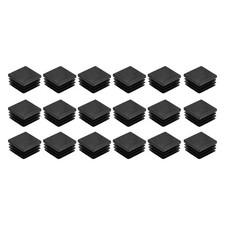 12Pcs Square Plastic Plugs 30 x 30mm PE Pipe Tubing End Caps for Tube Black 