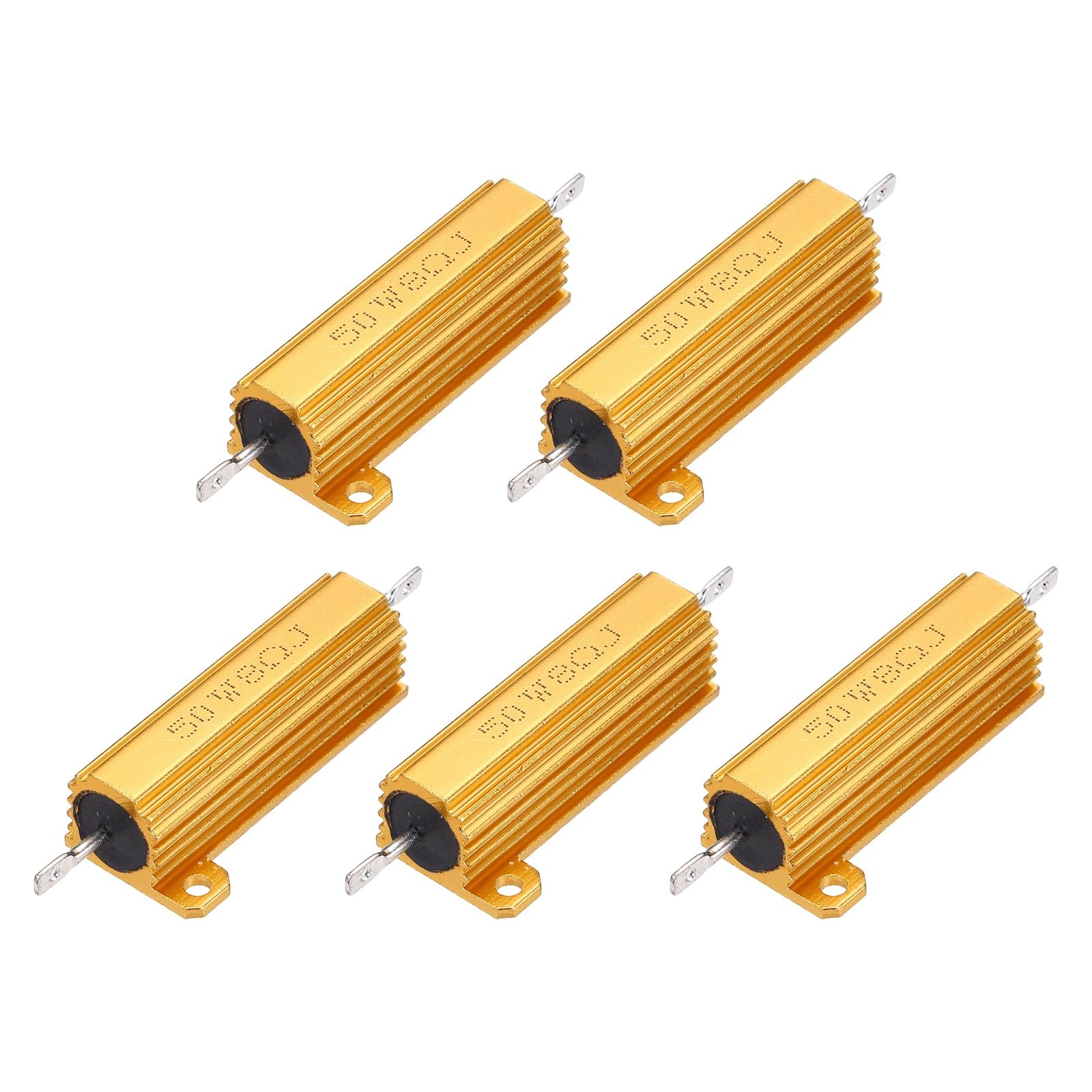 50W 8 Ohm Aluminum Housing Resistor 5% Tolerance 5pcs Gold - Fixed Resistors