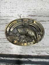 VTG Bass Anglers Sportsman Society 1993 Fishing Member Brass Metal Belt Buckle