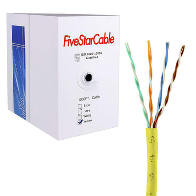 Ethernet Cable 1000 ft Utp Twisted Pair Network Wire Yellow For Cat5e