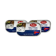 Rudca Food Icelandic Cod Liver - Wild-Caught in Own Oil - 4.27 oz Pack of 3