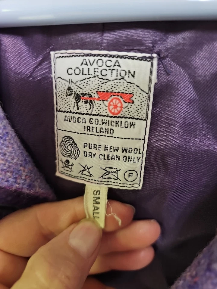 DD AVOCA Irlanda Vintage Lila Púrpura Rayas Tweed Lana Capa Chal Gran Tamaño Pequeño Foto 2 de 4