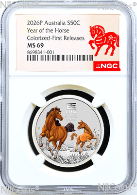 2026 Lunar Year of the Horse NGC MS69 1/2oz .9999 Silver 50c Coin