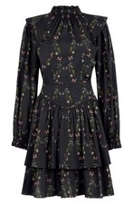 All Saints Aislyn Varanasi Floral Long Sleeve Cotton Dress 4 Ruffle Frills