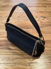 VTG JUICY COUTURE Y2K SCOTTIE GOLD  J CHARM LEATHER POCHETTE BAGUETTE PURSE BAG