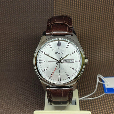 Casio MTP-V006L-7C Reloj Analógico De 3 Manecillas Con Banda De Cuero Para Hombre 24 Horas Esfera Indice Color Plateado Plateado Casual