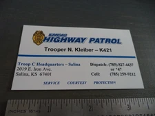 KANSAS Highway Patrol Trooper N. Kleiber K421 Business Card, authentic item!