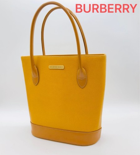 BURBERRY Tote Bag Handbag Leather Yellow