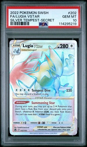 Lugia VSTAR (Secret) 202/195 Sword & Shield - Silver Tempest Holo PSA 10