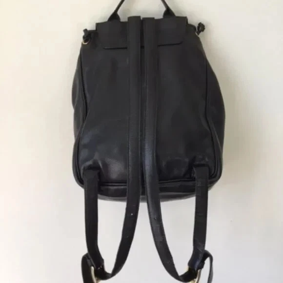 VTG Bottega Veneta Leather Backpack Black Leather Bucket Drawstring Crosshatch - Image 3 of 4
