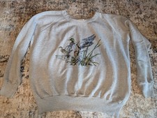 Vintage Prentiss Made in USA Mallard Duck Graphic Raglan Crewneck Sweatshirt...