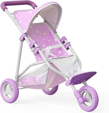 Baby Doll Jogging-Style Stroller with Canopy, Seatbelt and Storage Space, Purple