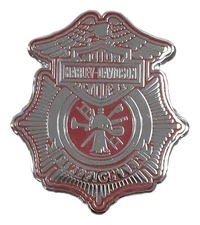 Harley-Davidson 1.25 in. Firefighter Shield Pin, Shiny Silver Finish 8009137